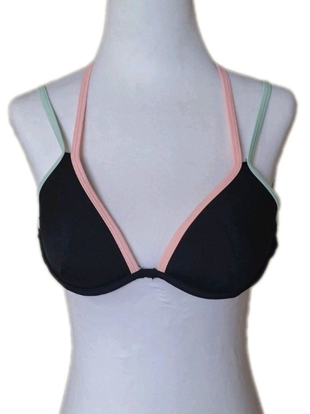ARDENE STRAPPY BIKINI TOP BLACK PINK GREEN SIZE XS